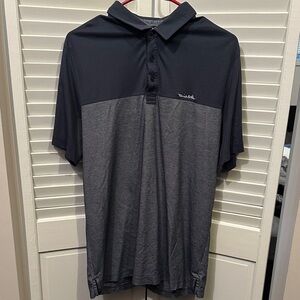 Travis Mathew Dark Blue and Light Gray Polo Shirt LIKE NEW Men’s Large